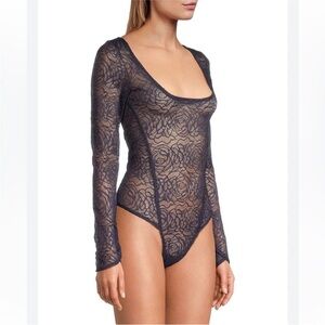 Free People Black Lace Bodysuit